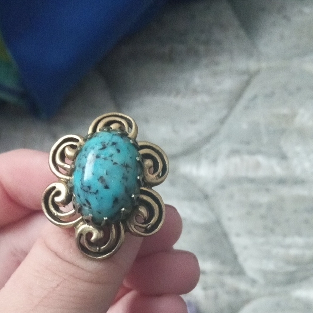 Gold and Turquoise Statement Ring